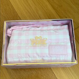 Pink x LoveShackFancy Checkered Makeup Bag - New in Box